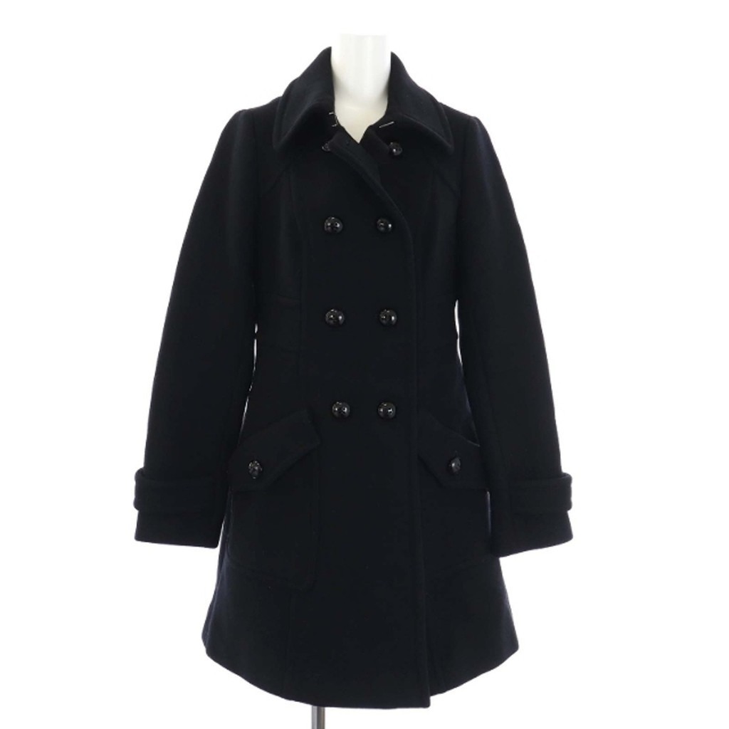 伯利藍標羊毛大衣雙層外套 38 M 黑色 日本直送 二手