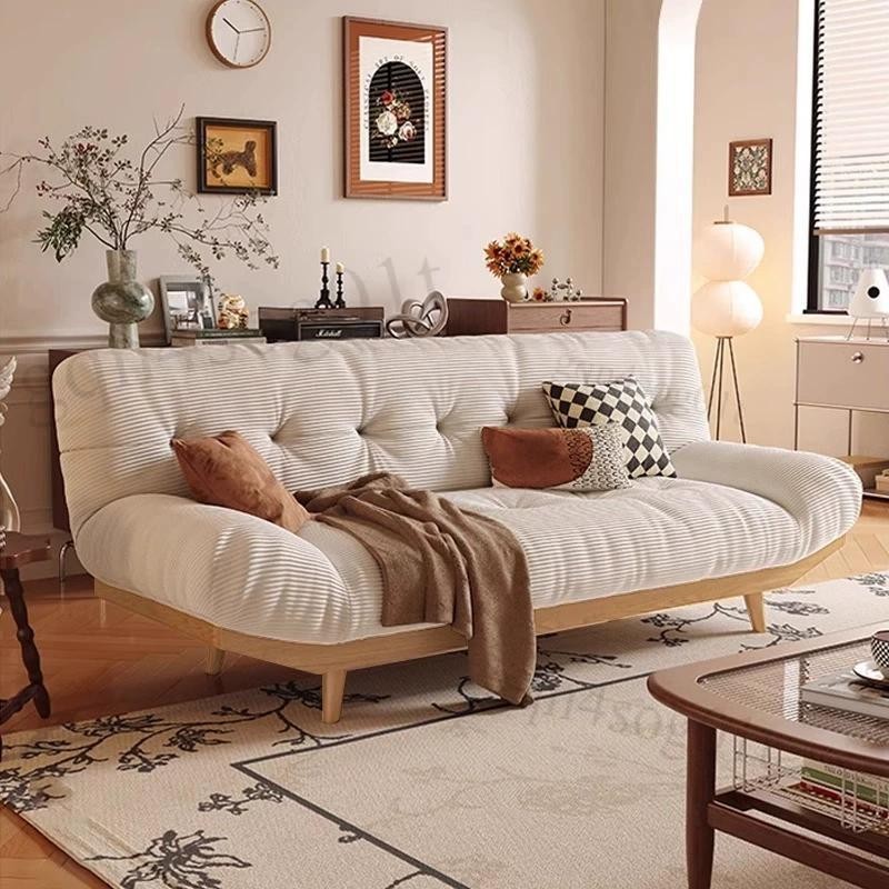 【新品特惠】雲朵沙發床摺疊客廳沙發兩用原木小戶型雙人日式小戶型實木沙發床