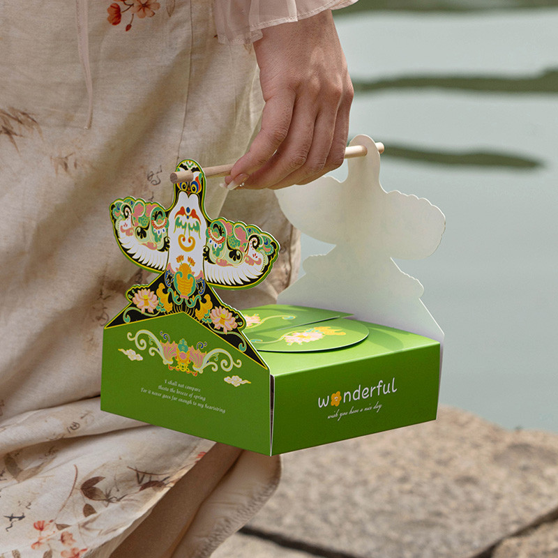 【現貨】【青團包裝】端午創意 紙鳶 手提綠豆糕 包裝盒 4粒打包盒 手工艾草 青團盒子 禮盒