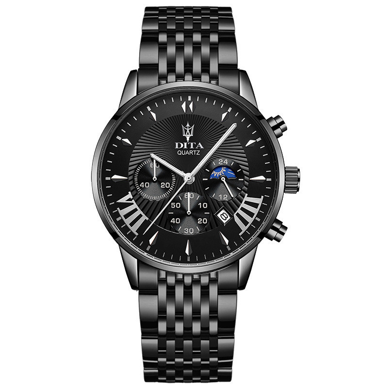 馬克華菲新款大表盤石英錶日月星辰防水日曆男士商務手錶品牌直供