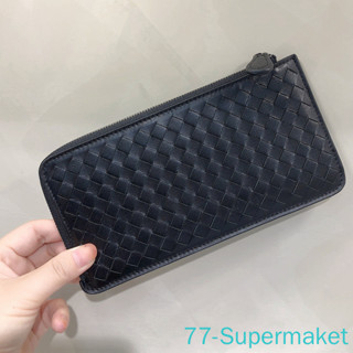 【小七購物】手工編織綿羊皮女士長款錢包L型拉鍊經典休閒手拿包卡夾 錢包 bv 長夾 編織長夾 羊皮長夾 編織皮夾 bv