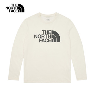 the north face北面女款米白色吸濕排汗品牌logo長袖t恤｜8akuqli 排汗衫