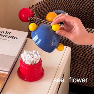 【SEE✿ FLOWER】創意動感超人撞色可愛球球棉籤收納盒牙籤筒牙線罐桌面擺件 高顏值陶瓷牙籤筒牙籤盒ins 輕奢牙線