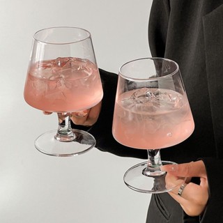 現貨 蘇打水氣泡杯ins網紅餐廳玻璃酒杯矮腳白蘭地杯冰咖啡杯飲料杯子