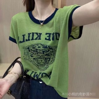 【臺灣出貨】【店鋪熱銷】100竹節棉T恤2025夏季時尚字母印花新款寬鬆短袖洋氣上衣半袖T恤大碼女裝 胖妹妹 大尺碼