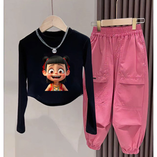 [店鋪]哪吒兒童套裝女童春秋季洋氣童裝衣服休閒運動打底炸街潮牌服裝新25.03.22