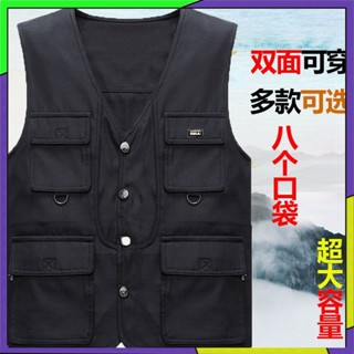 🌟優異品質 臺灣出貨🌟 【店鋪熱銷】攝影馬甲爸爸春鞦坎肩中老年男士多口袋工裝休閒馬夾戶外釣魚背心 💎B15-3-A