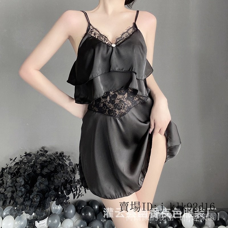 情趣内衣性感睡衣性感内衣林林婷情趣內衣女 性感雪紡透視誘惑甜美荷葉邊弔帶睡裙套裝2512情趣服