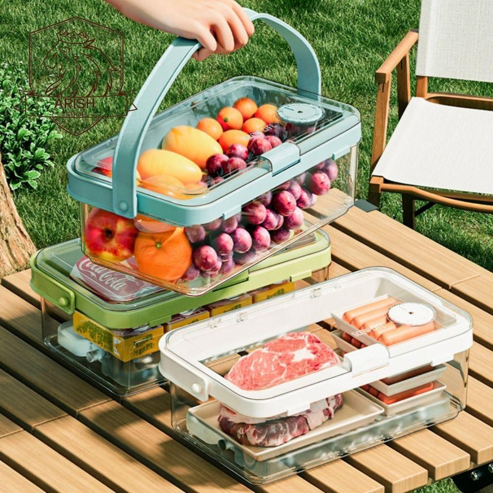 ARISH121食物儲存盒,密封保鮮盒帶手柄便攜式保鮮盒,經久耐用冰箱保鮮盒透明野餐籃雜糧蔬菜