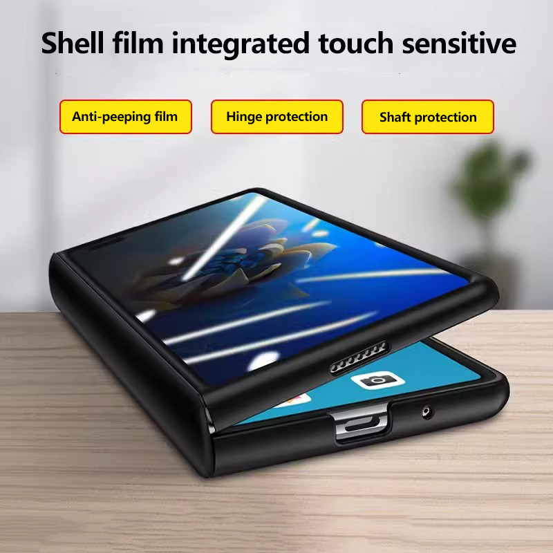 Vivo X Fold3 鉸鏈硬質 PC 防震手機殼超薄親膚啞光手機殼帶鋼化膜