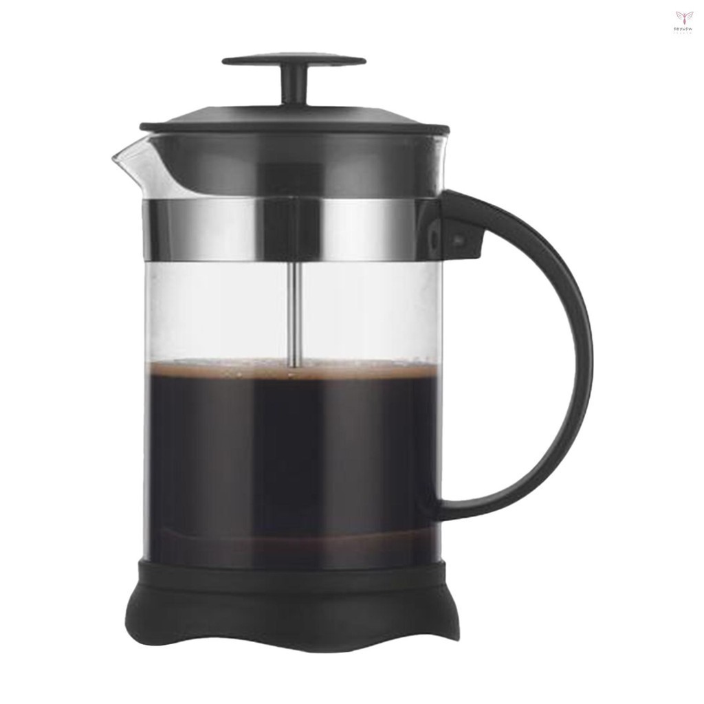 Uurig)法式壓榨咖啡和茶壺耐熱硼矽酸鹽咖啡壺,適用於家庭辦公室高密度不銹鋼過濾器,800ml