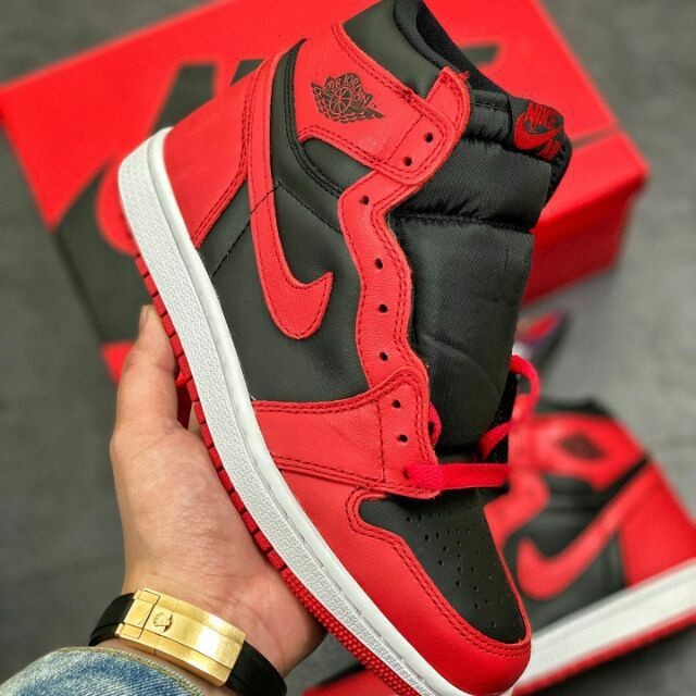 【現貨】高腳踝高品質時尚板鞋Genuino N_ike Air Jordan 1 High85 Varsity Rojo