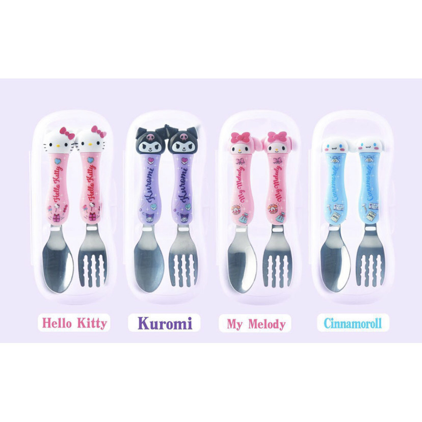 Kuromi Cinnamoroll Melody Kitty 不銹鋼餐具包括盒