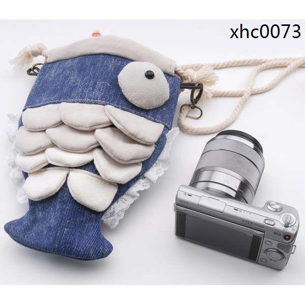 熱銷· 可愛魚 微單 NEX-5N 拍立得 相機袋布袋 相機包 錢包 手機包