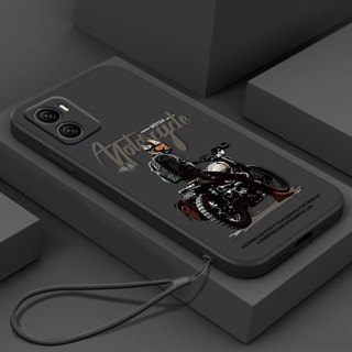 Infinix Smart 9 Hot 50i 手機殼帶掛繩美學矽膠 TPU 軟殼時尚酷摩托車男孩新設計防震殼