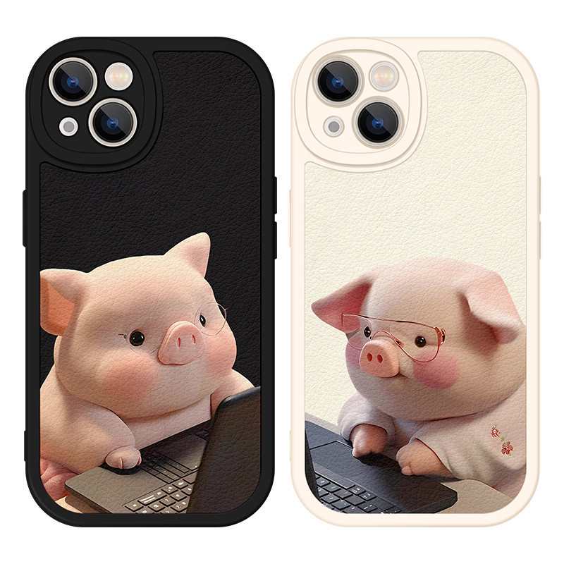 可愛lulu豬情侶小羊皮手機殼p60適用蘋果15/14/13promax軟iphone小米12華為mate60/50紅米