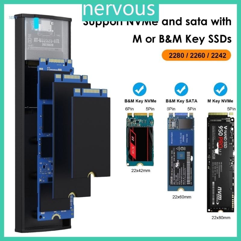 Nerv m 2 NVMe SSD 外殼 10Gbps USB 3 1 轉 m 2 SSD 外殼盒鋁殼