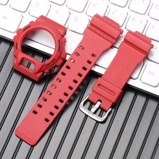 樹脂錶帶帶框架錶殼黑色套裝 適配卡西歐 G SHOCK DW-6900 DW-6600 男士手錶配件 帶螺絲工具