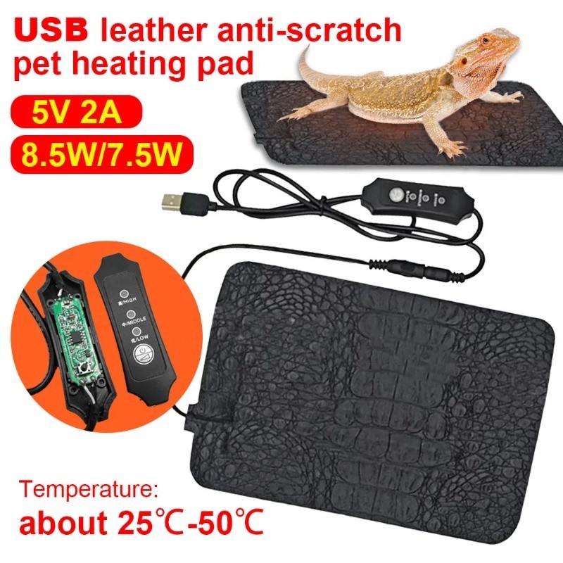寵物加熱墊爬行動物加熱墊 USB 電熱毯加熱器暖墊可調節溫度控制器孵化器