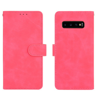 適用三星S10 Plus手機殼Samsung S10 Plus插卡磁扣膚感牛皮紋翻蓋皮套素面防摔手機殼書本式皮套