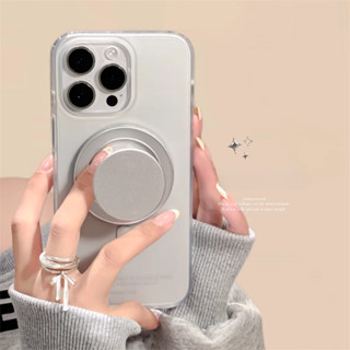 小眾ins簡約銀色電鍍支架超火網紅磁吸殼 iphone16手機殼 15 14 13 promax 磁吸蘋果保護殼
