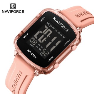 Naviforce NF7120 女士休閒數字手錶簡約方形錶盤矽膠防水時尚女士電子表