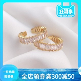 🚀14K手作配飾批發✈️保色鑽戒14K包T方鋯石戒指時尚潮ins輕奢冷淡風高級食指開口戒