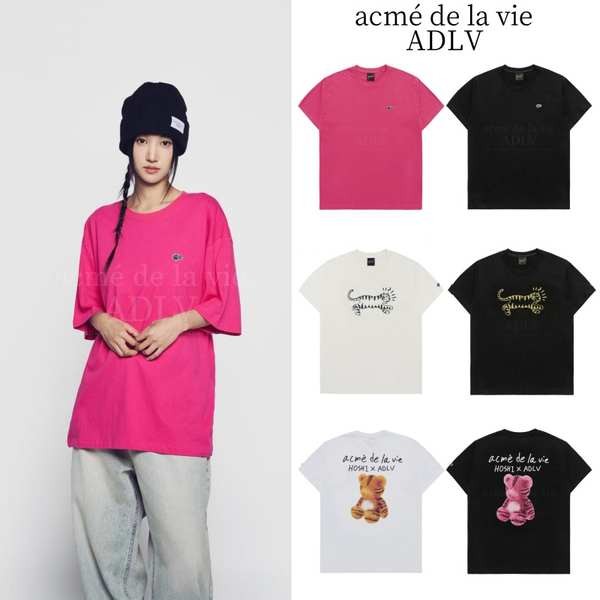 中性T恤 短袖 ej lifestyle 官網正品25s夏季韓國adlv短袖T恤線條老虎權順榮同款小熊兔子男女