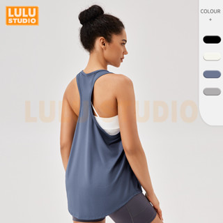 LULU【無袖寬鬆運動罩衫】女士寬松吊帶背心 瑜伽服 速幹透氣 健身上衣 運動罩衫 瑜珈上衣 無袖背心 運動上衣無袖上衣