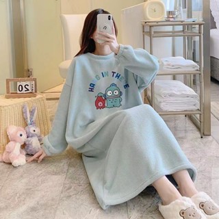 【現貨】可愛小丑魚睡衣女睡裙大尺碼2-300斤加長款卡通保暖保暖孕婦家居服 居家生活 上班族 禮物