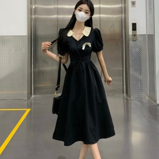 乘法 洋裝 現貨實拍- 法式娃娃領收腰顯瘦女新款短袖裙子 WW