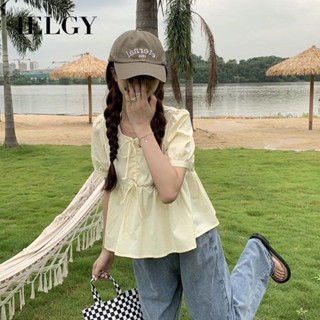 IELGY 女士甜美泡泡袖襯衫別緻修身寬鬆上衣