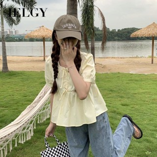 Ielgy 女士甜美泡泡袖襯衫別緻修身寬鬆上衣