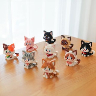 哈基米小貓咪積木微小顆粒拼裝玩具3D立體貓貓拼圖布偶暹羅銀漸