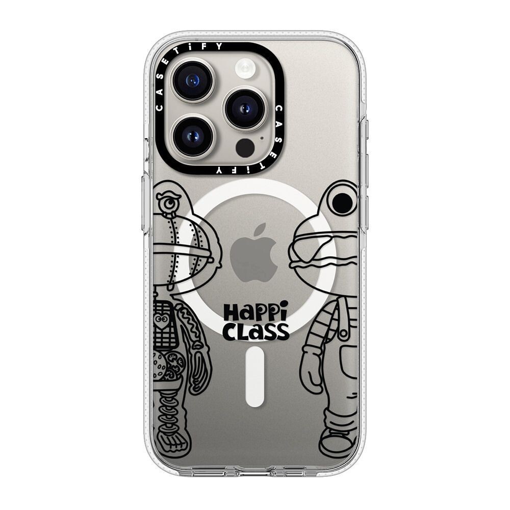 CASETiFY 保護殼 iPhone 15Pro/15 Pro Max 黑白漢堡君 Happi Class X-Kun (Black) By Herocross