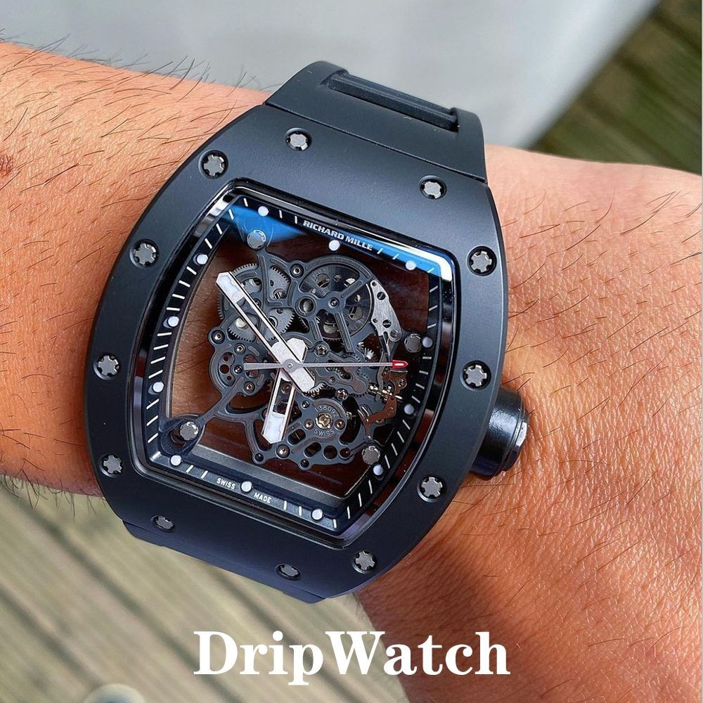 【現貨】理查德RM055黑陶瓷背透鏤空非機械手錶潮男個性輕奢高級感手錶