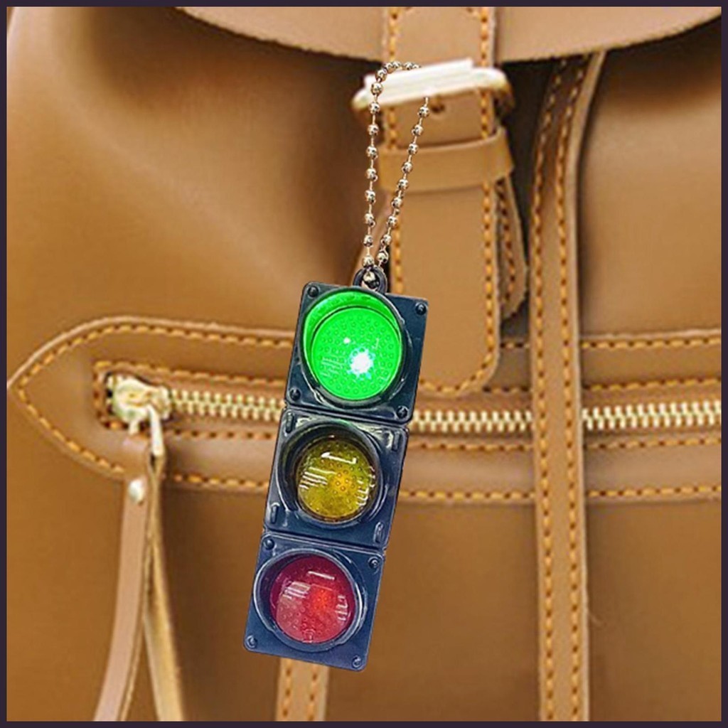 交通信號鑰匙扣汽車鑰匙扣背包挂件紅綠燈模型創意鑰匙扣帶 Led 燈用於船船