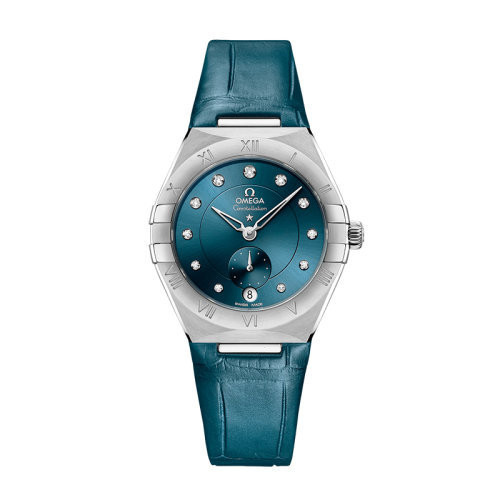 藍色同軸 上鍊OMEGA 機芯毫米系列精鋼皮錶帶自動/錶殼錶盤星座腕錶 ⌚Omegafan⌚ Watch 女士34