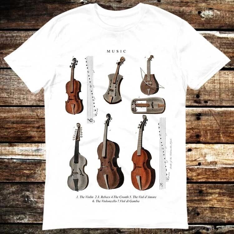 古董經典樂器小提琴 Rebecs Gamba T 恤 6194