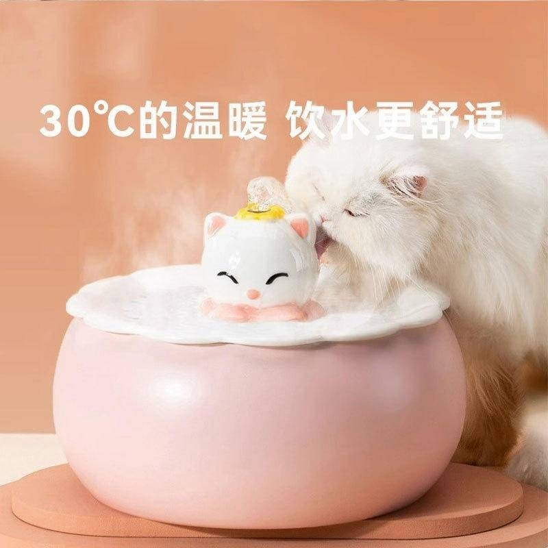 陶瓷飲水器 貓咪恆溫飲水機 寵物加熱 不溼嘴 自動循環活水機 寵物飲水機
