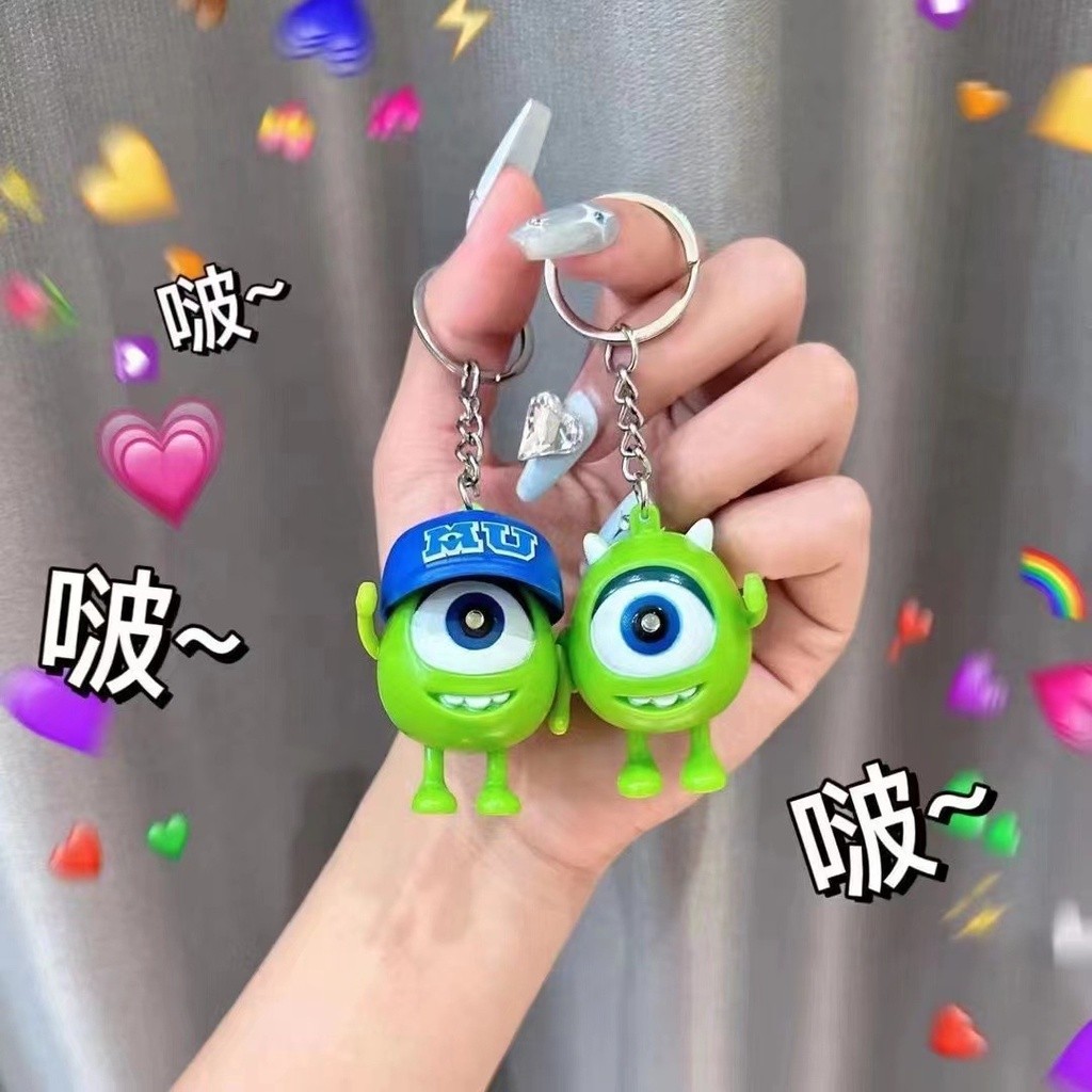 【風越數碼】會說I LOVE YOU 大眼仔鑰匙扣 發光發聲 大眼怪聲光吊飾 帶帽三眼怪 包包掛件 情侶 禮物