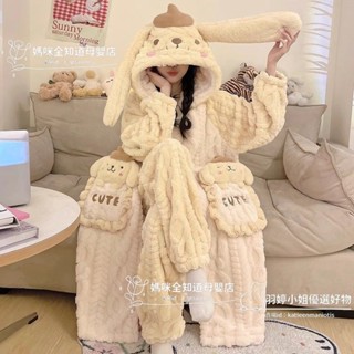 🔥臺灣出貨🔥布丁狗睡衣女秋冬季長袍珊瑚絨加厚卡通家居服套裝法蘭絨保暖睡袍禮