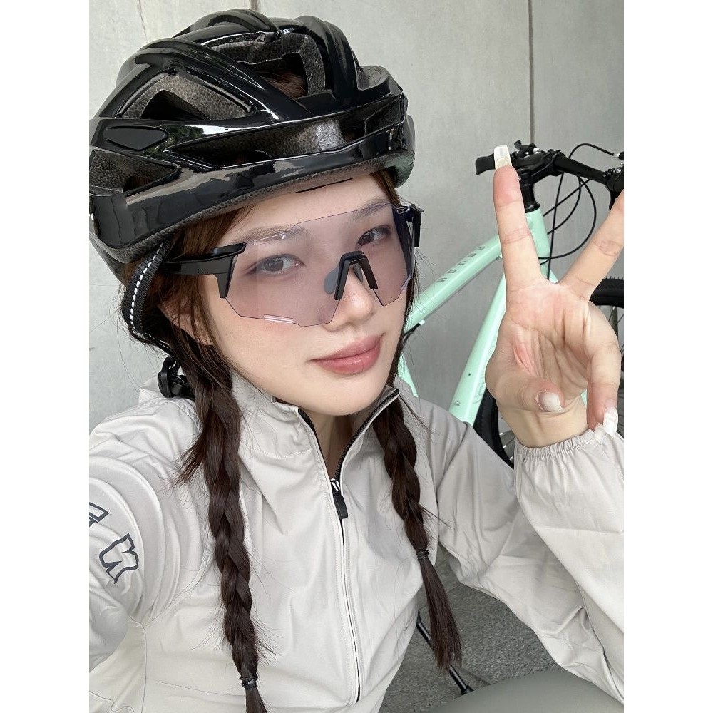 戶外騎行無邊框日夜兩用透明變色灰登山夜騎自行車防風太陽眼鏡潮