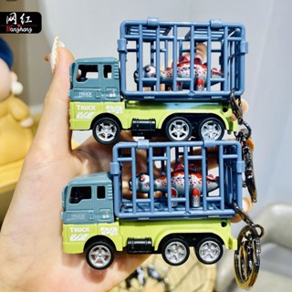 合金回力恐龍車兒童玩具模擬車模工程車帶籠子