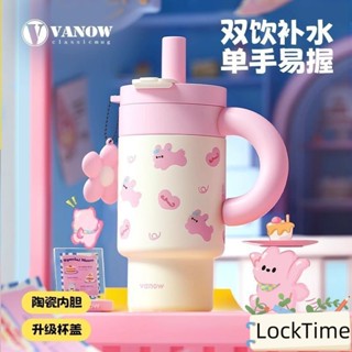Vanow 巧巧保溫杯 1000ML大容量水壺 陶瓷內膽咖啡杯 316不鏽鋼吸管水壺 冰霸杯保冰杯