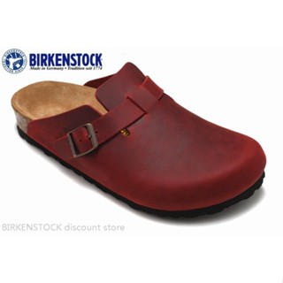 Birkenstock Boston 男/女經典軟木酒紅色皮革拖鞋涼鞋 34-46。