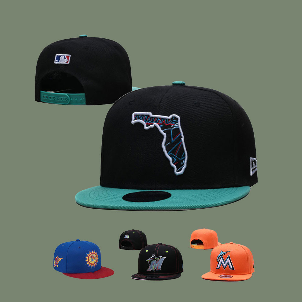MLB 邁阿密馬林魚 Miami Marlins 防晒遮陽帽 棒球帽 沙灘帽 時尚潮帽 男女通用