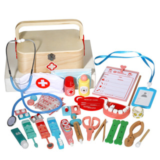 兒童過家家 仿真木製醫藥箱醫生玩具 套裝女孩護士玩具 寶寶醫師工具