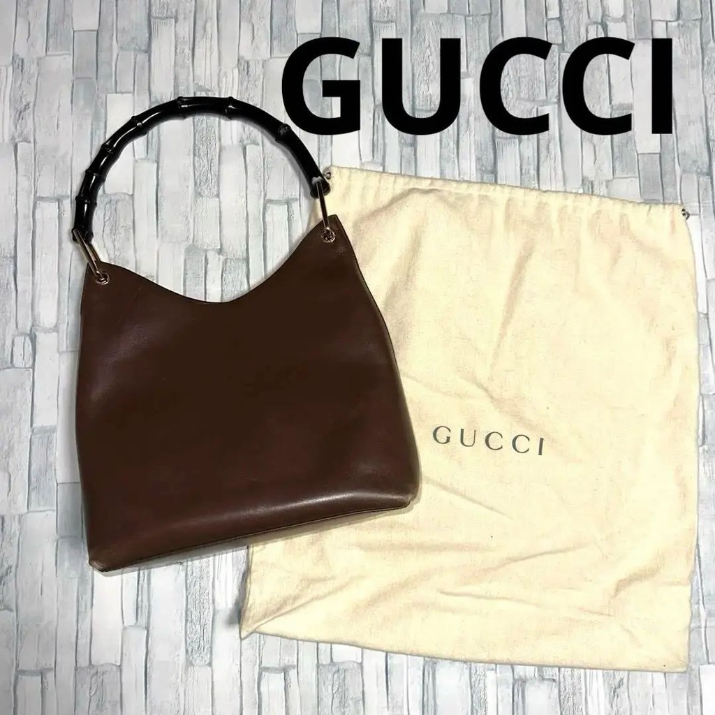 GUCCI 古馳 小包包 竹節系列 棕色 皮革 mercari 日本直送 二手