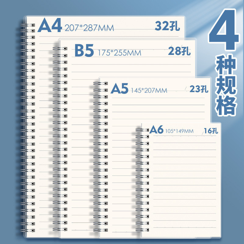 PP封面金屬雙線圈本 透明磨砂簡約封面  DIY封面 側翻頁 上翻頁設計 B5橫線方格記事本A5網格A4空白筆記本學生加